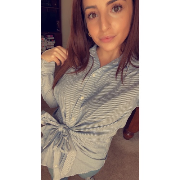 Zara Pinstriped Wrap Top - Picture 1 of 7